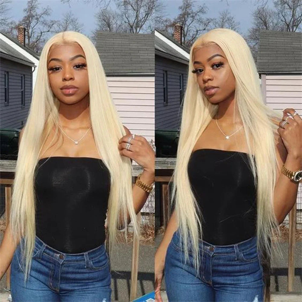 613 Blonde Human Hair Wig 36 Inch Straight Lace Frontal