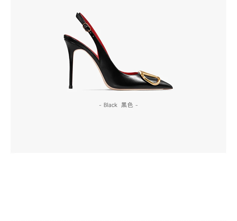 Black Slingback Sandals for Women with High Heels