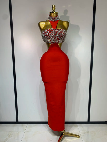 Black Bodycon Bandage Dress with Sparkly Crystals