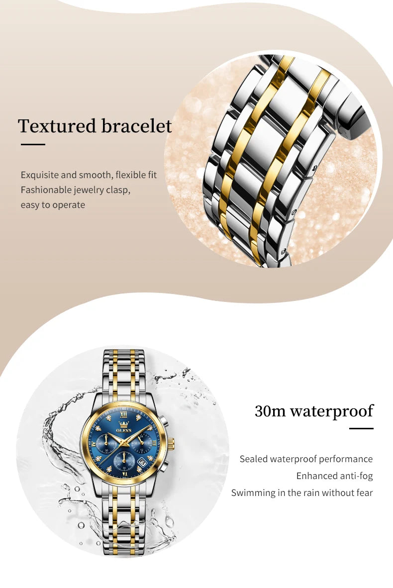 OLEVS 2858 Luxury Quartz Women Watch with Diamonds