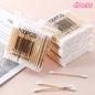 100 Pcs Baby Cotton Swabs with Wooden Sticks