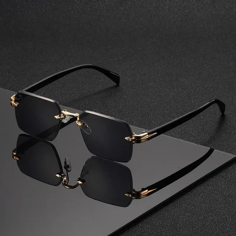 Rimless Rectangle Sunglasses for Unisex with UV400 Protection