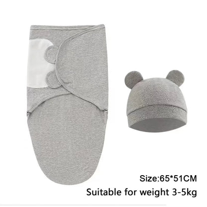 Cotton Cartoon Printed Baby Blanket Hat Set