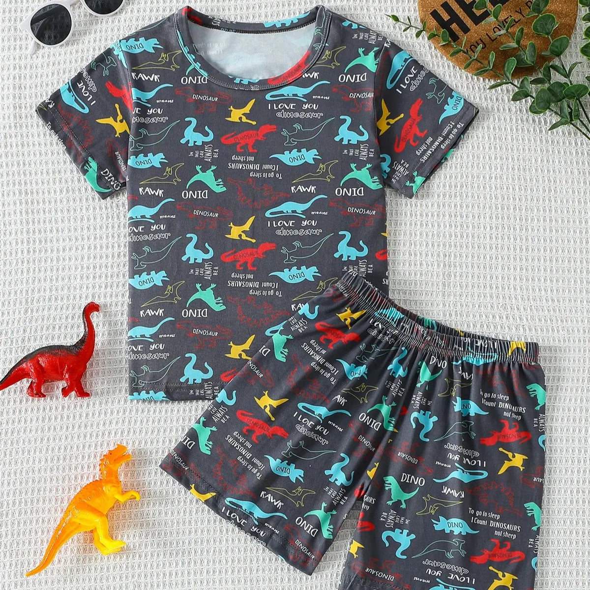 Children's Casual Joker Bear Print Pajama Set