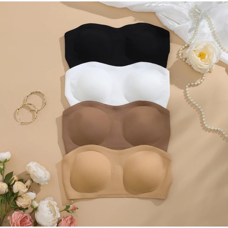 Women's Strapless Push Up Bra Removable Padded Seamless