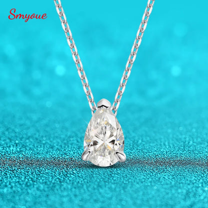 Smyoue Pear Cut Moissanite Necklace 925 Sterling Silver