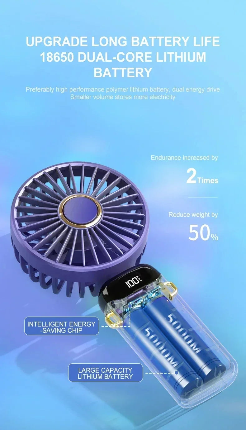 Portable Rechargeable Handheld Fan with LED Display