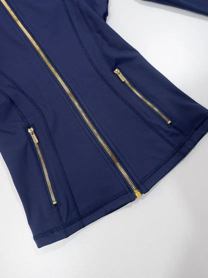 Gold Zipper Jacket and Yoga Pants Set