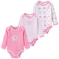 Kiddiezoom 3 Pcs Cotton Long Sleeve Baby Bodysuit