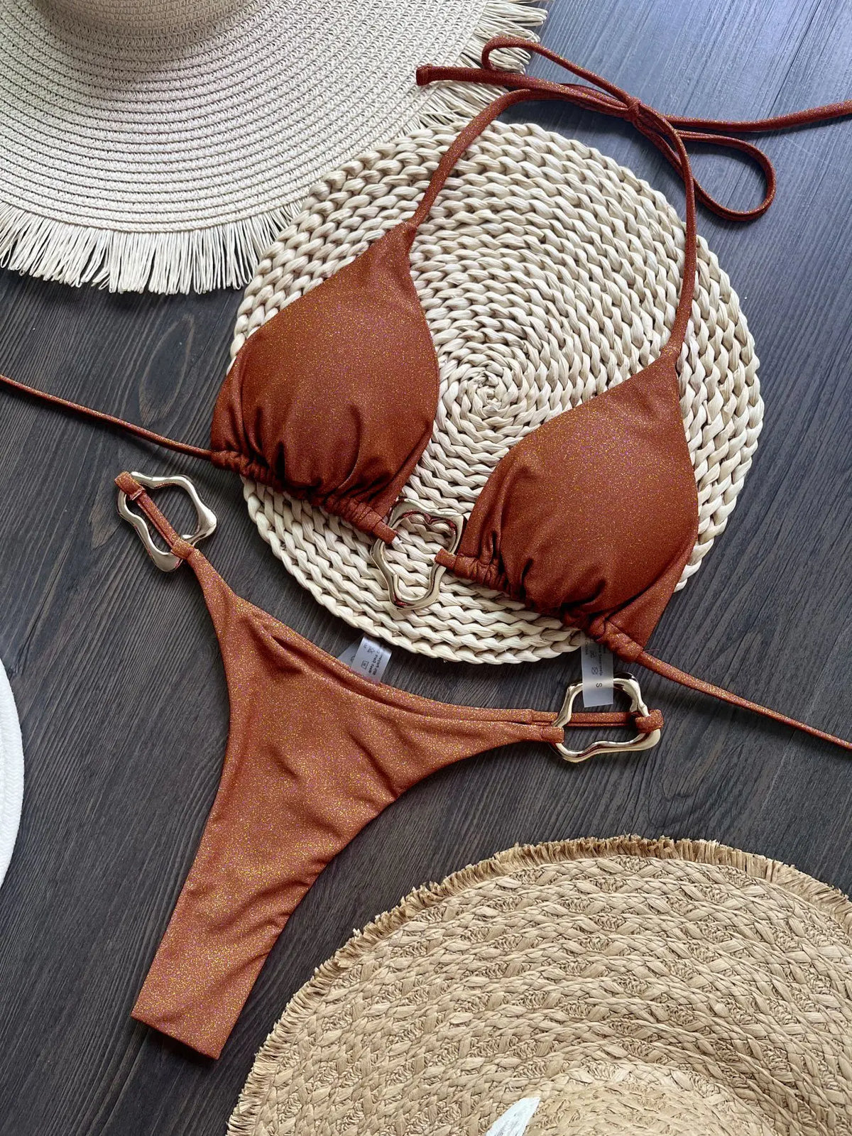 Halter Neck Micro Bikini Set Women Solid Swimwear