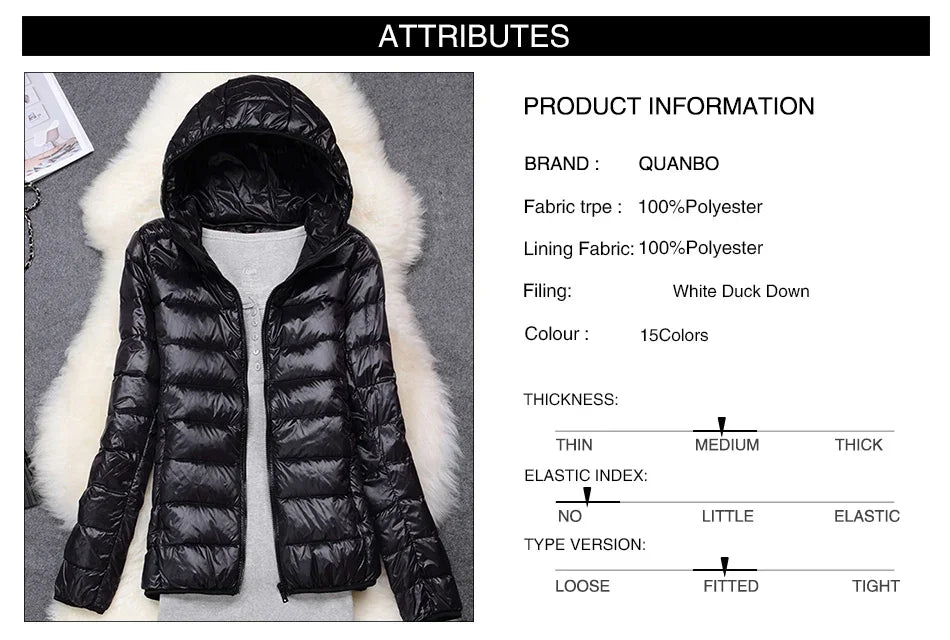 Women Hooded Puffer Jacket Plus Size Lightweight