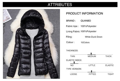 Women Hooded Puffer Jacket Plus Size Lightweight