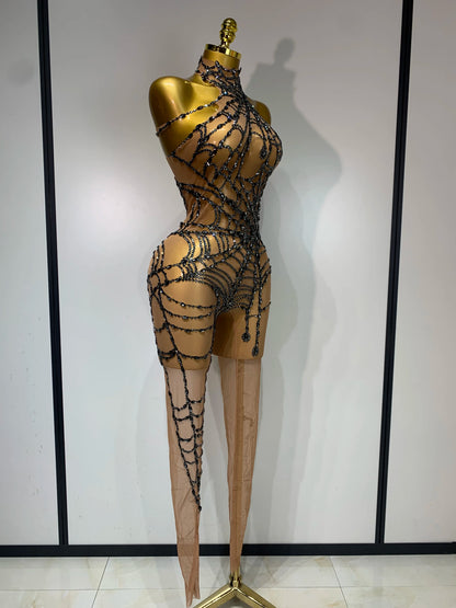 Sparkly Diamond Mesh Jumpsuit for Women