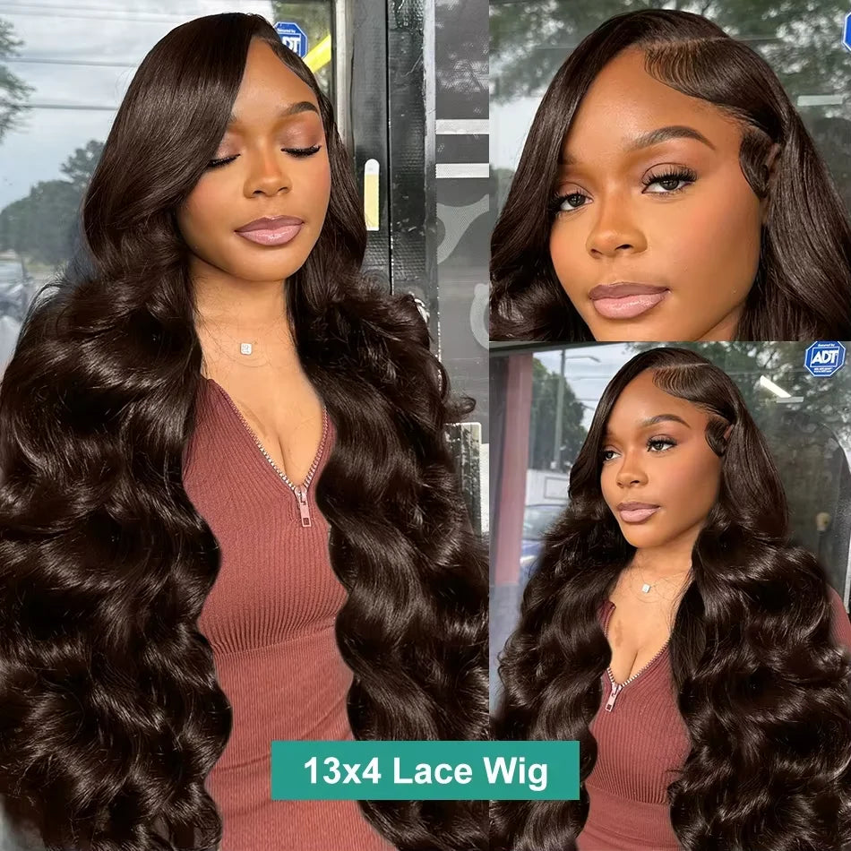 Bone Straight Lace Frontal Wig Chocolate Brown 18-46 Inch