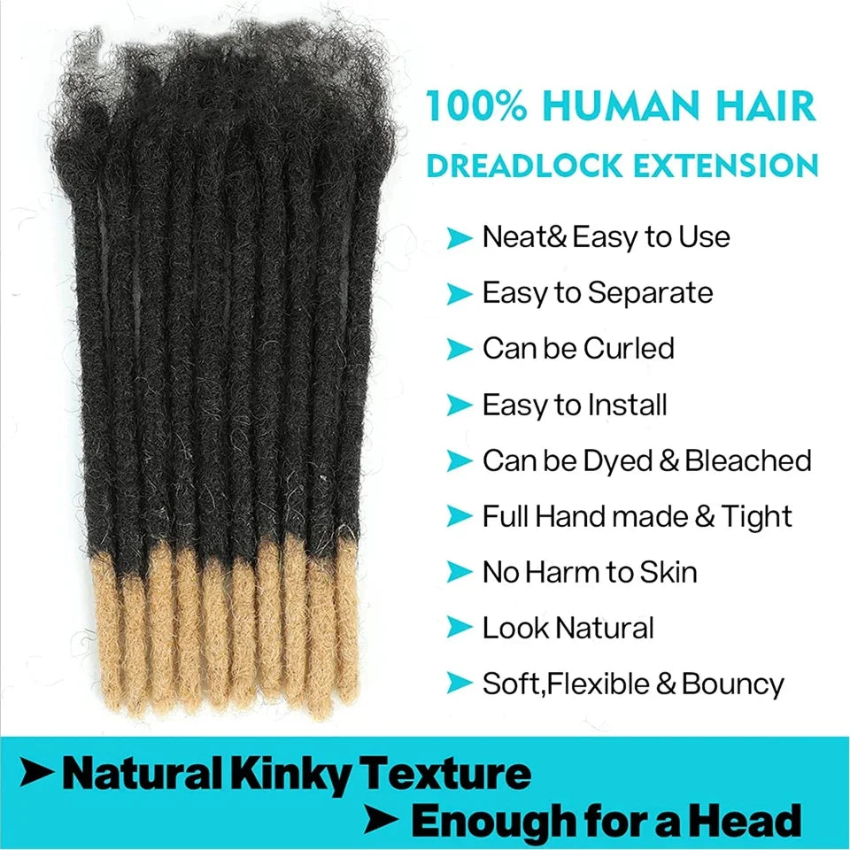 Kinky Straight Human Hair Dreadlocks Extensions 10 20 40 60 Strands