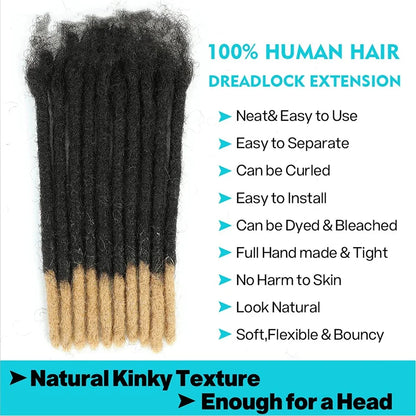Kinky Straight Human Hair Dreadlocks Extensions 10 20 40 60 Strands