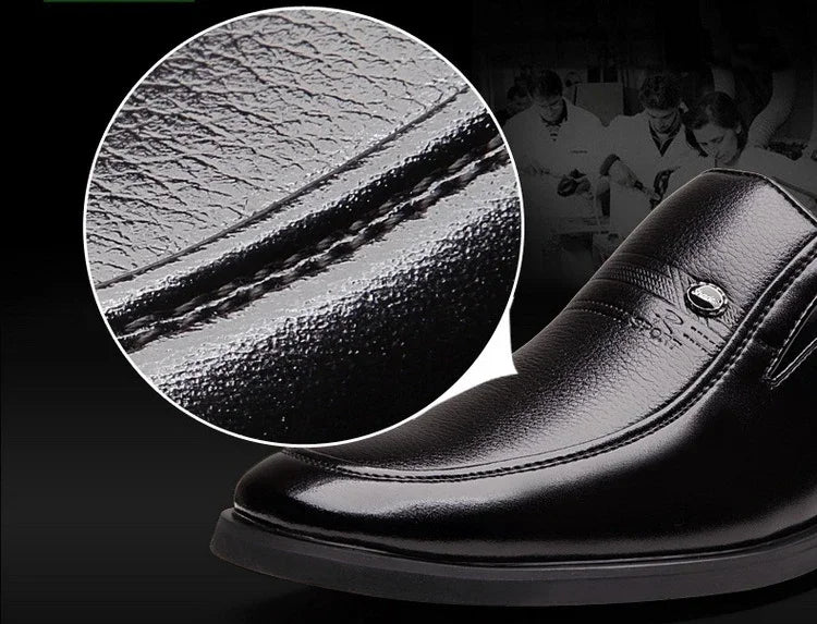 Leather Black Slip-On Loafers for Men Plus Size 38-44