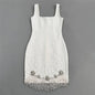 Women Sleeveless Bandage Dress with Beading and Tassels