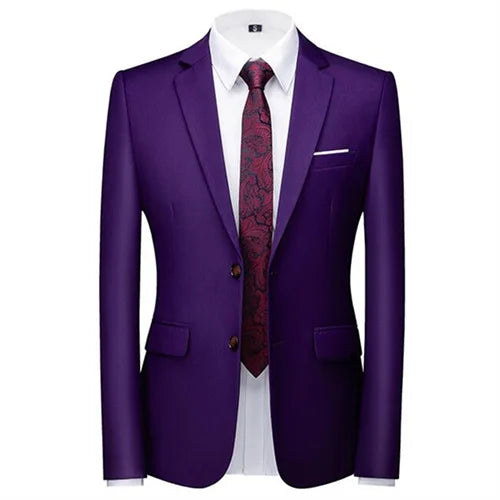 Men's Solid Color Formal Suit Jacket Slim Fit Blazer