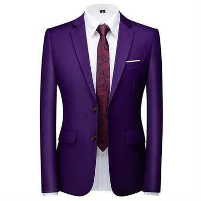 Men's Solid Color Formal Suit Jacket Slim Fit Blazer