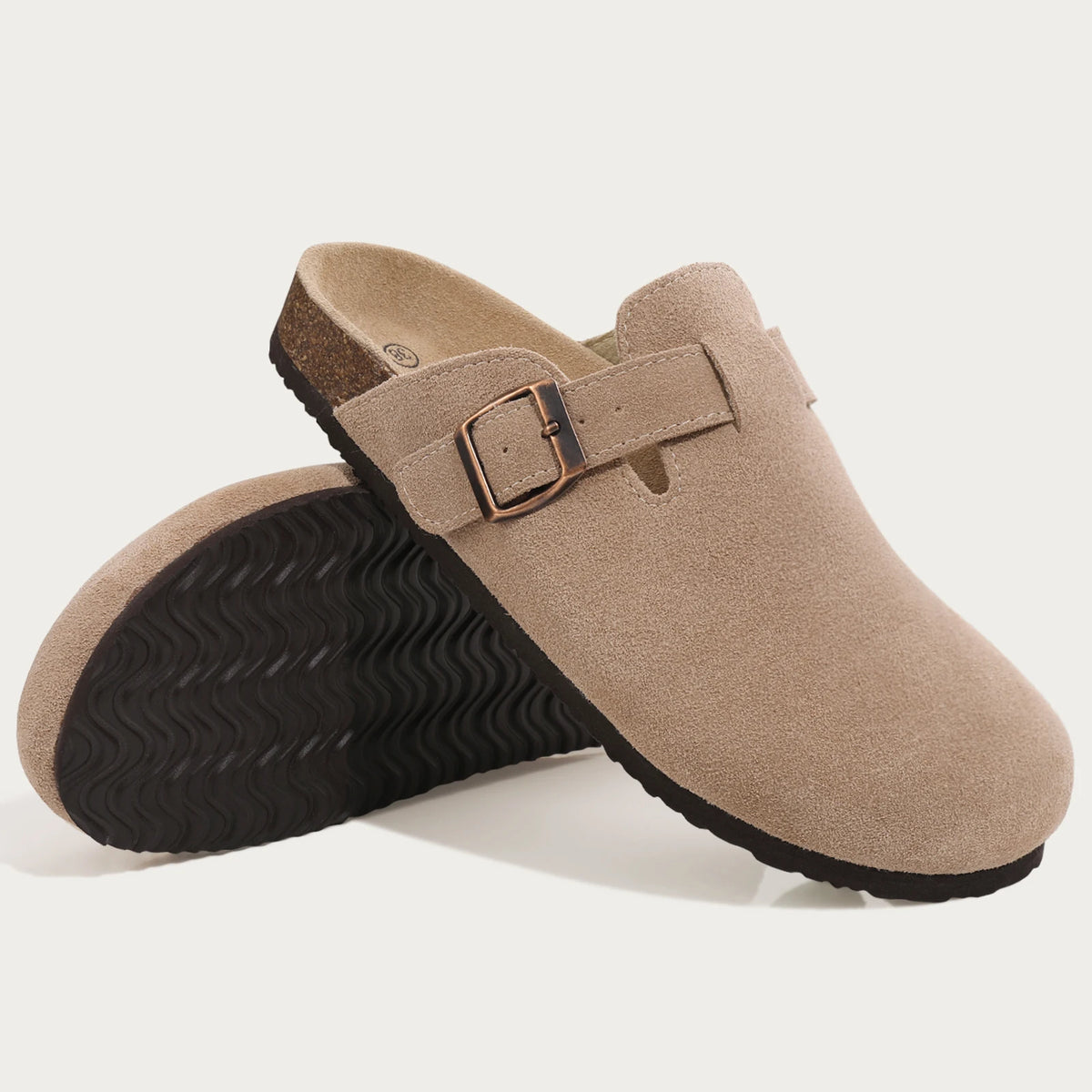 Comwarm Women's Suede Mules Slippers with Cork Insole