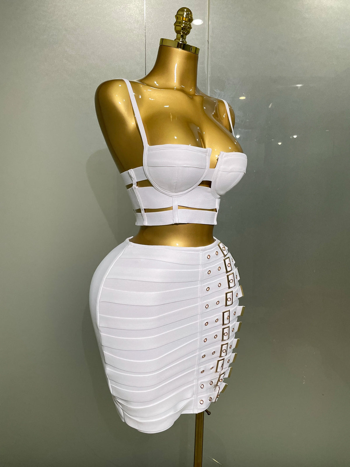 Women Sexy Bandage Tops and Pencil Skirt Set