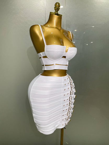 Women Sexy Bandage Tops and Pencil Skirt Set