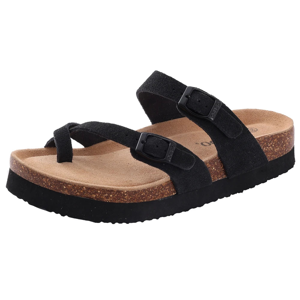 Comwarm Women's Suede Mules Slippers with Cork Insole