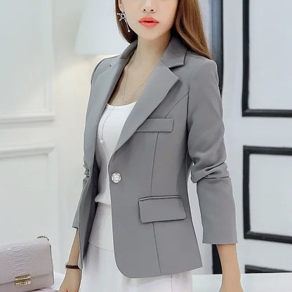 Black Women Slim Blazer Office Work Jacket