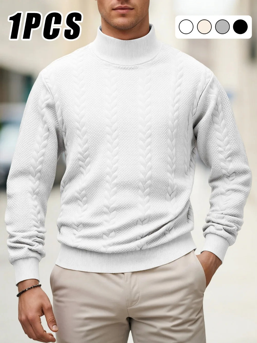 Thick Knitted Turtleneck Sweater for Men