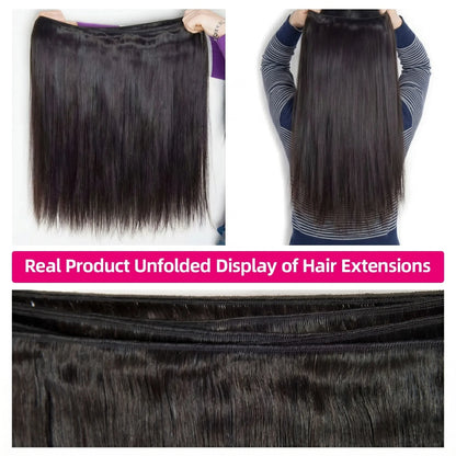 16A Straight Brazilian Remy Human Hair Bundles Natural Black