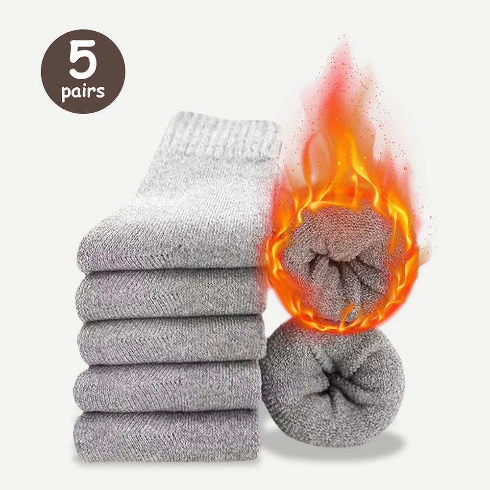 Men's Thick Warm Mid-Calf Socks, 3 Pairs Polyester