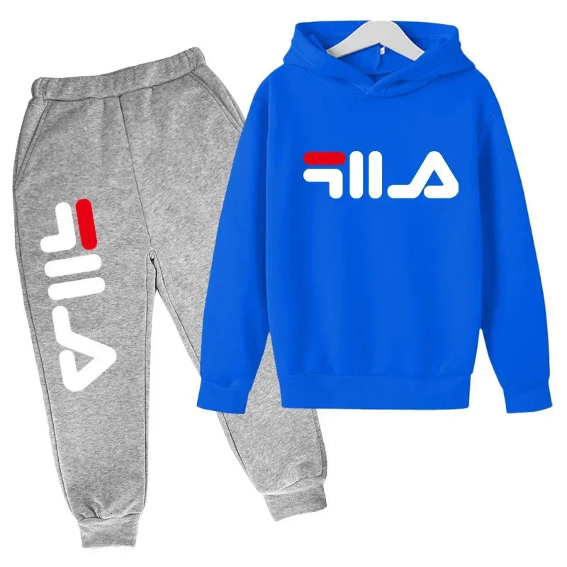 Kids Casual Sports Hoodie and Pants Set Polyester