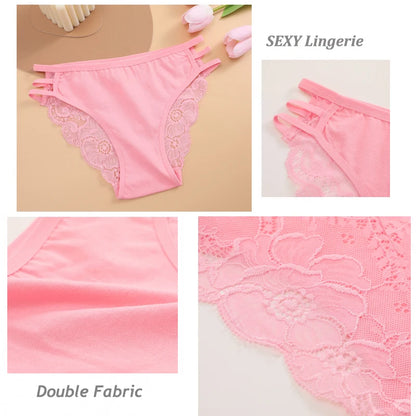 3PC Set Women's Floral Lace Low Rise Briefs