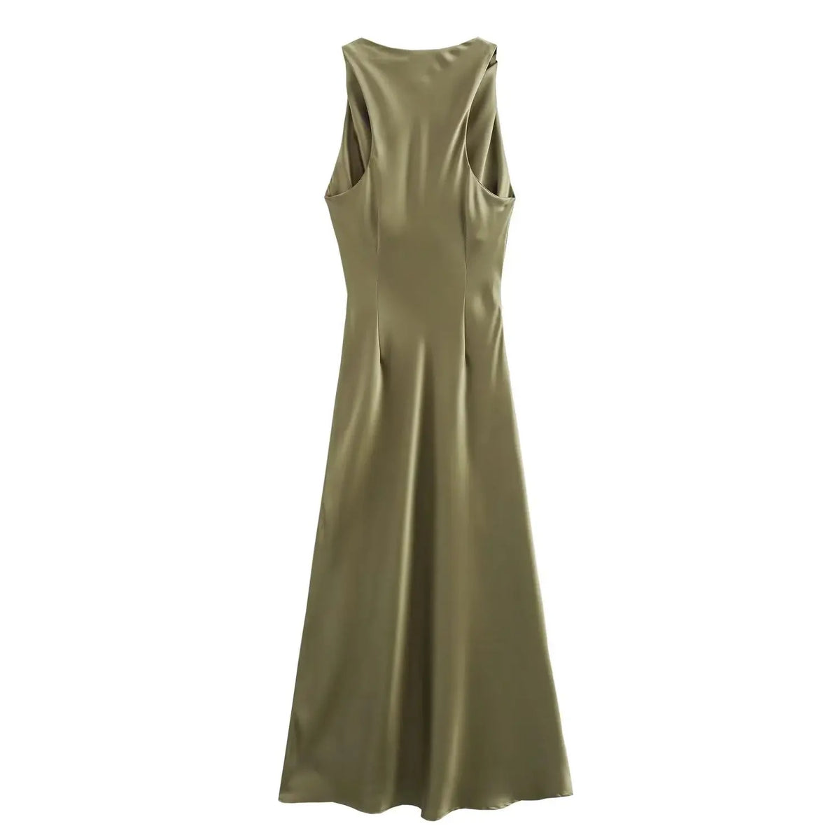 Satin Midi Dress for Women Sleeveless Elegant Evening Dress