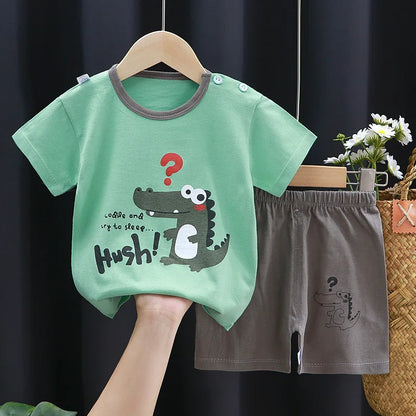 Cartoon Printed Cotton Toddler Tracksuit Set