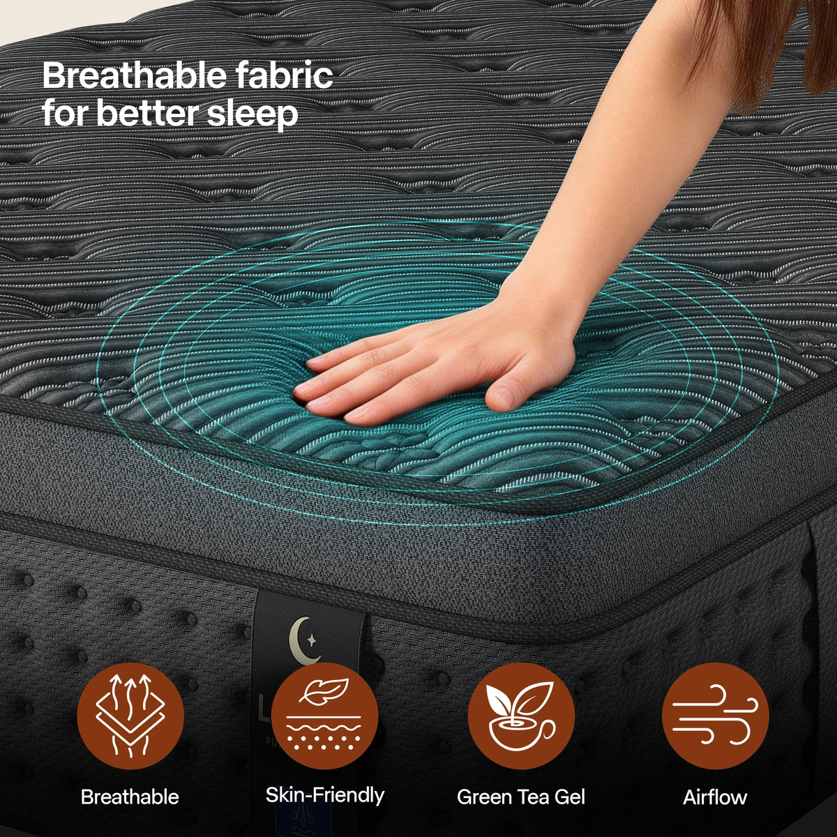 LayRoad Memory Foam Spring Mattress Black 12 Inch