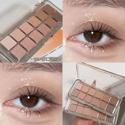 12-Color Matte Eyeshadow Palette Tea Apricot Earth Tones