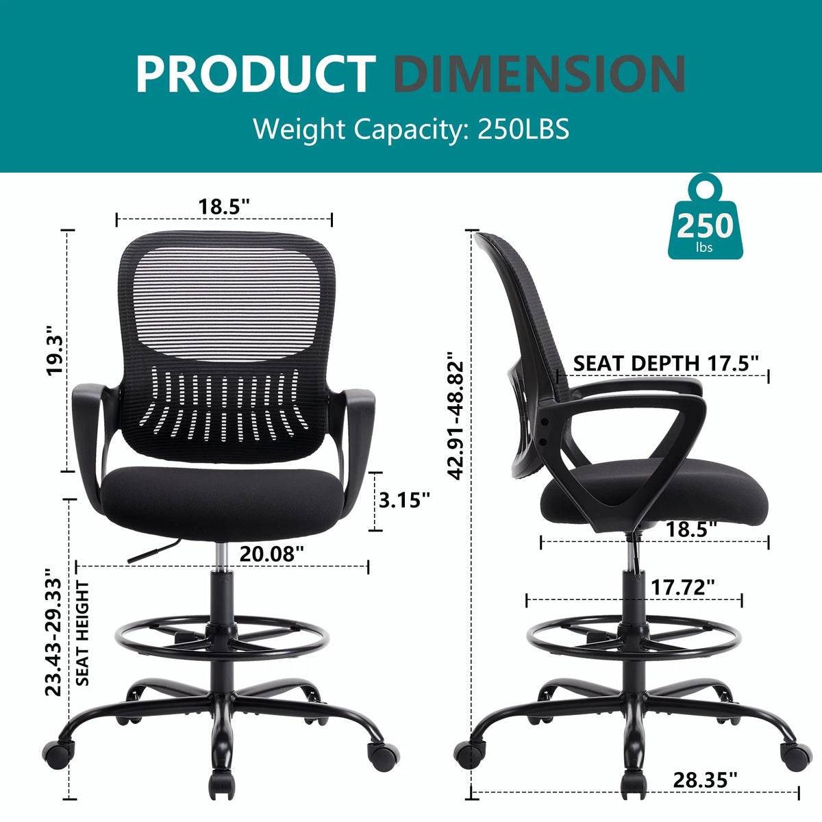JHK Ergonomic Mesh Backrest Office Chair Adjustable Height