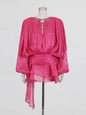 TWOTWINSTYLE V Neck Long Sleeve Mini Dress for Women