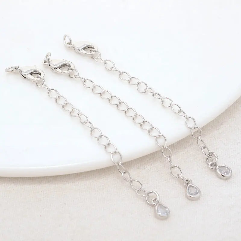 14K Gold Color Brass Drop Extender Chain 6PCS