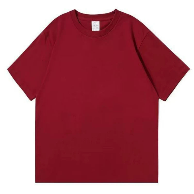Black White Cotton T-Shirt Heavy-Duty Short Sleeves