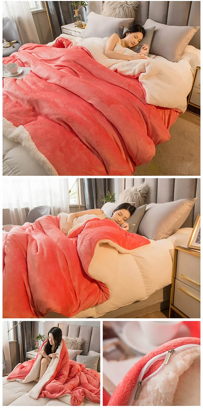 Wool Throw Blanket Double Sided Queen Size Winter Use
