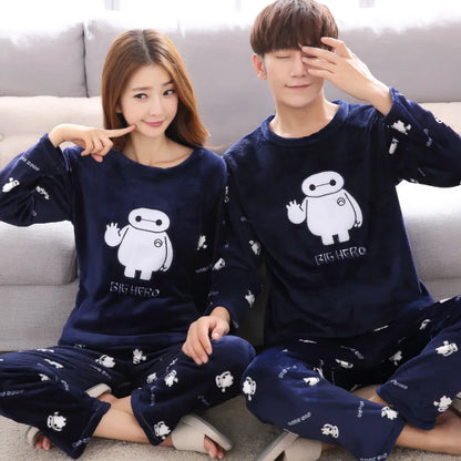Couple Coral Fleece Pajamas Set for Winter