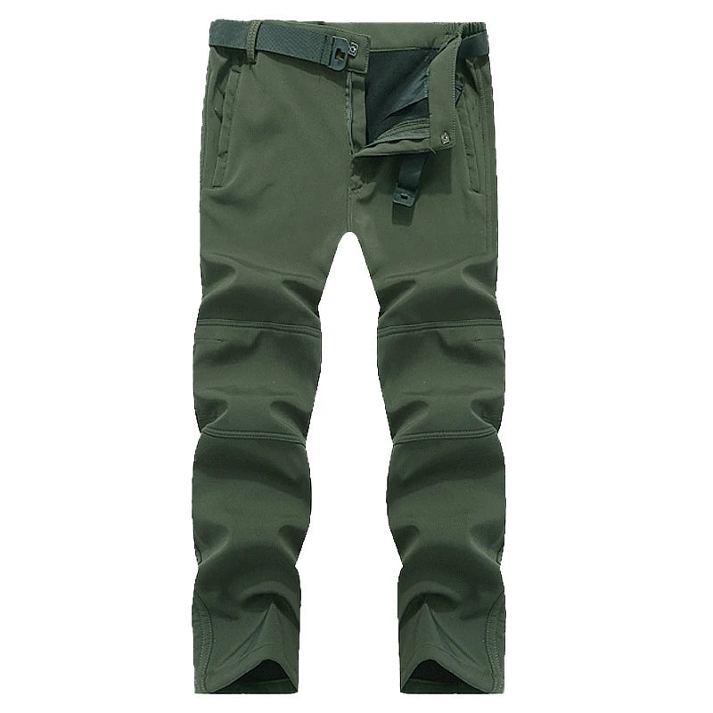 Men's Winter Soft Shell Hiking Pants with Fleece Lining