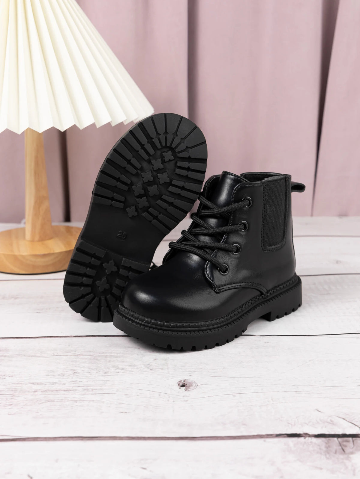 Waterproof PU Leather Children's Lace-up Boots