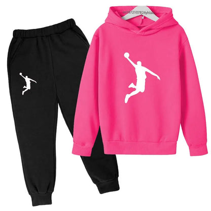 Kids Casual Hoodie and Pants Tracksuit Set