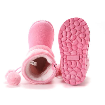 Girls Winter Snow Boots Thick Warm Rubber Microfiber
