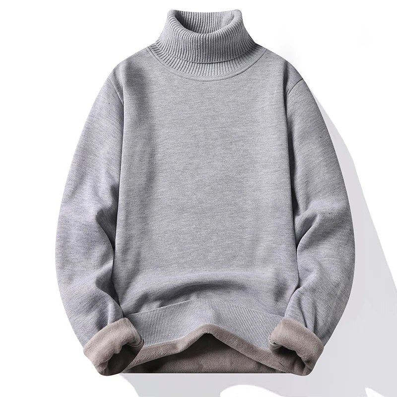Mens Knitted Turtleneck Sweater Slim Fit Casual