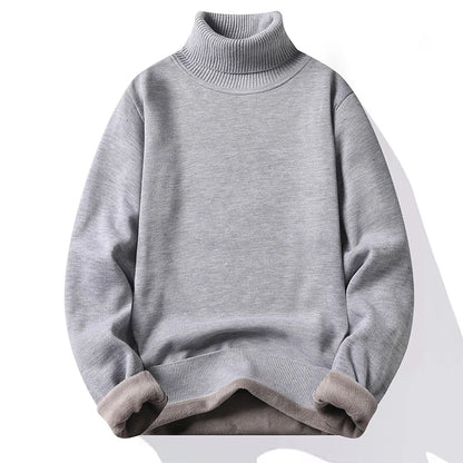 Mens Knitted Turtleneck Sweater Slim Fit Casual